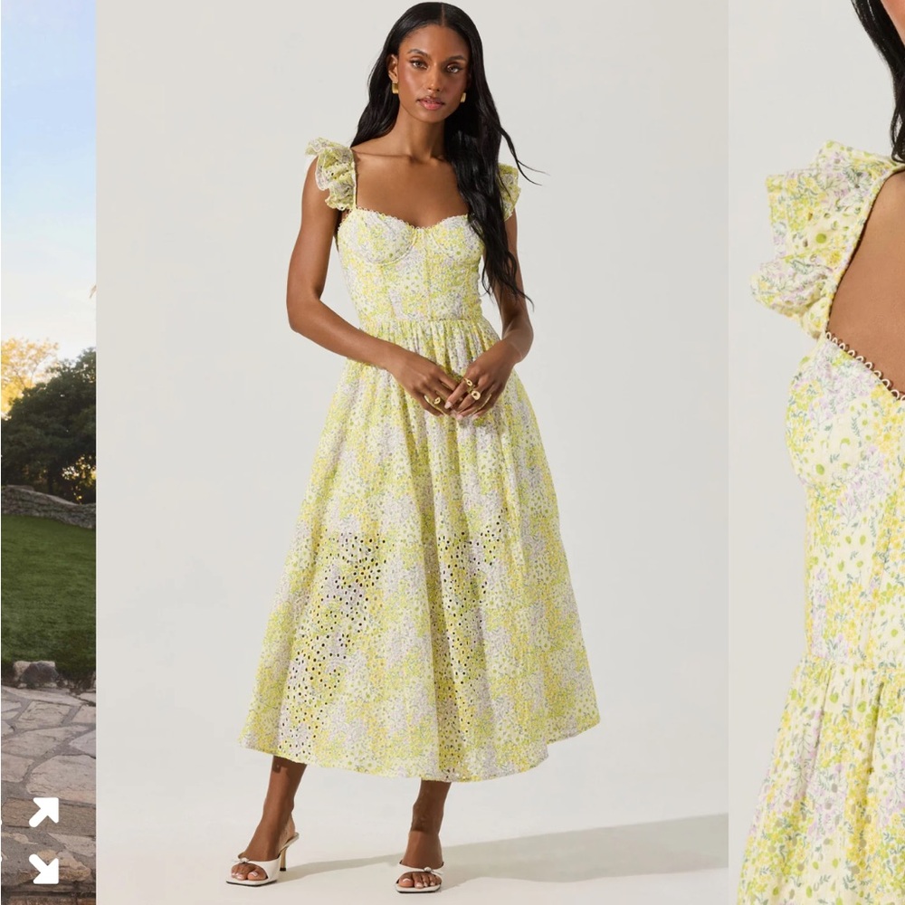 Astr Yellow Floral Midi Dress